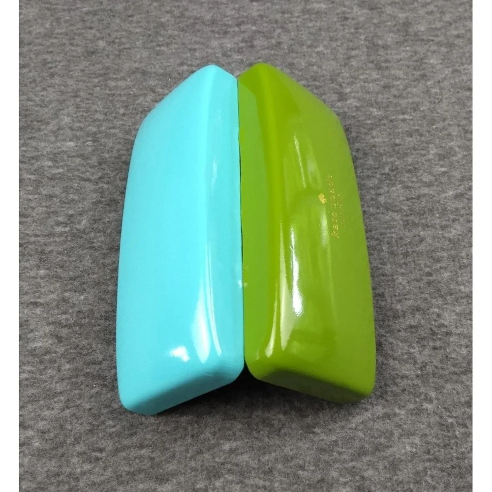 Kate Spade NY Eyeglasses Sunglasses Case Green & Blue Hard Clamshell Eyes Inside